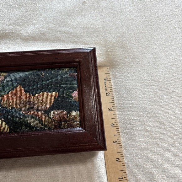 Vintage Wood Floral Tapestry Jewelry Box with Removeable Tray Mirror 8x3.5x5" - Picture 14 of 16